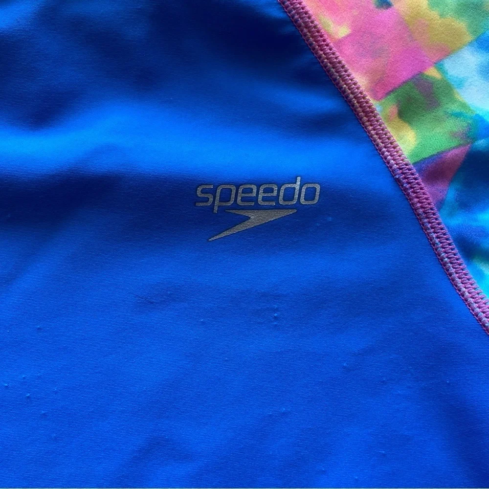 Speedo Girl's Uv Swim Shirt Short Sleeve Printed Rashguard size medium